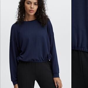 Fabletics Luxe Cinched Pullover Top Deep Navy
